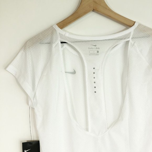 Nike White Running Open Racerback Breathe Top M - Picture 6 of 13